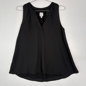 Hatch x J.Crew Women Maternity Sleeveless Top S-M Black Split Neck High-Low Hem